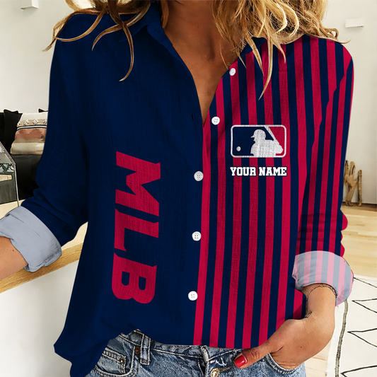 LIMITED EDITION - NEW CUSTOMIZED MLB31 MAJOR LEAGUE BASEBALL WOMEN CASUAL SHIRT