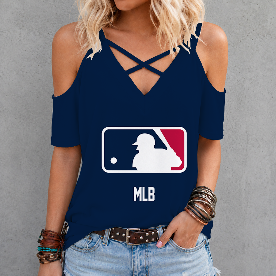 LIMITED EDITION - NEW CUSTOMIZED MLB31 MAJOR LEAGUE BASEBALL CRISS CROSS V-NECK TOP