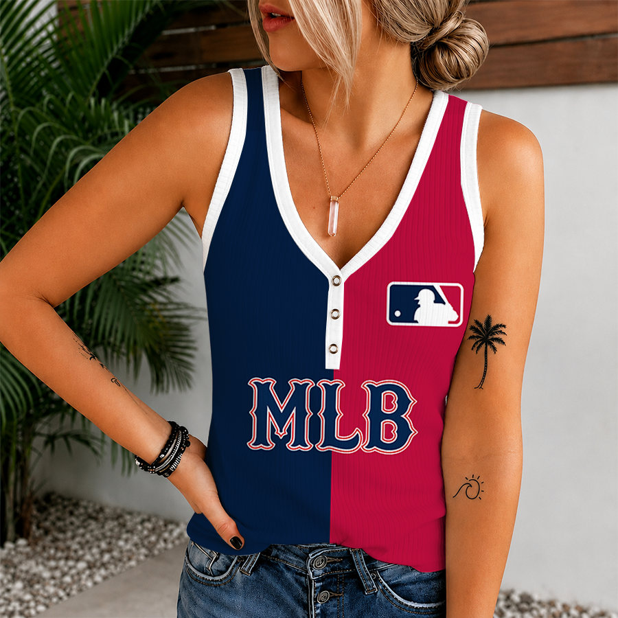 [FLASH SALE] NEW CUSTOMIZED MLB31 MLB MAJOR LEAGUE BASEBALL WOMEN'S V-NECK TANK TOP