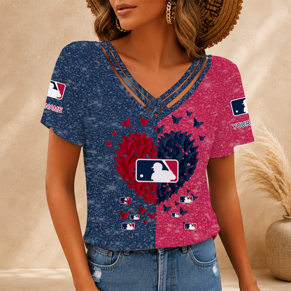LIMITED EDITION - NEW CUSTOMIZED MLB31 MAJOR LEAGUE BASEBALL V-NECK SHIRT