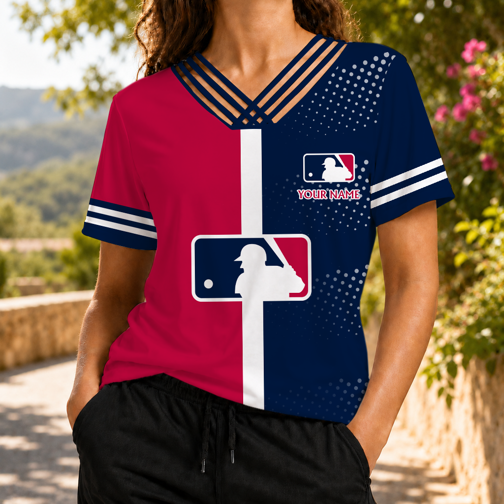 LIMITED EDITION - NEW CUSTOMIZED MLB31 MAJOR LEAGUE BASEBALL V-NECK SHIRT