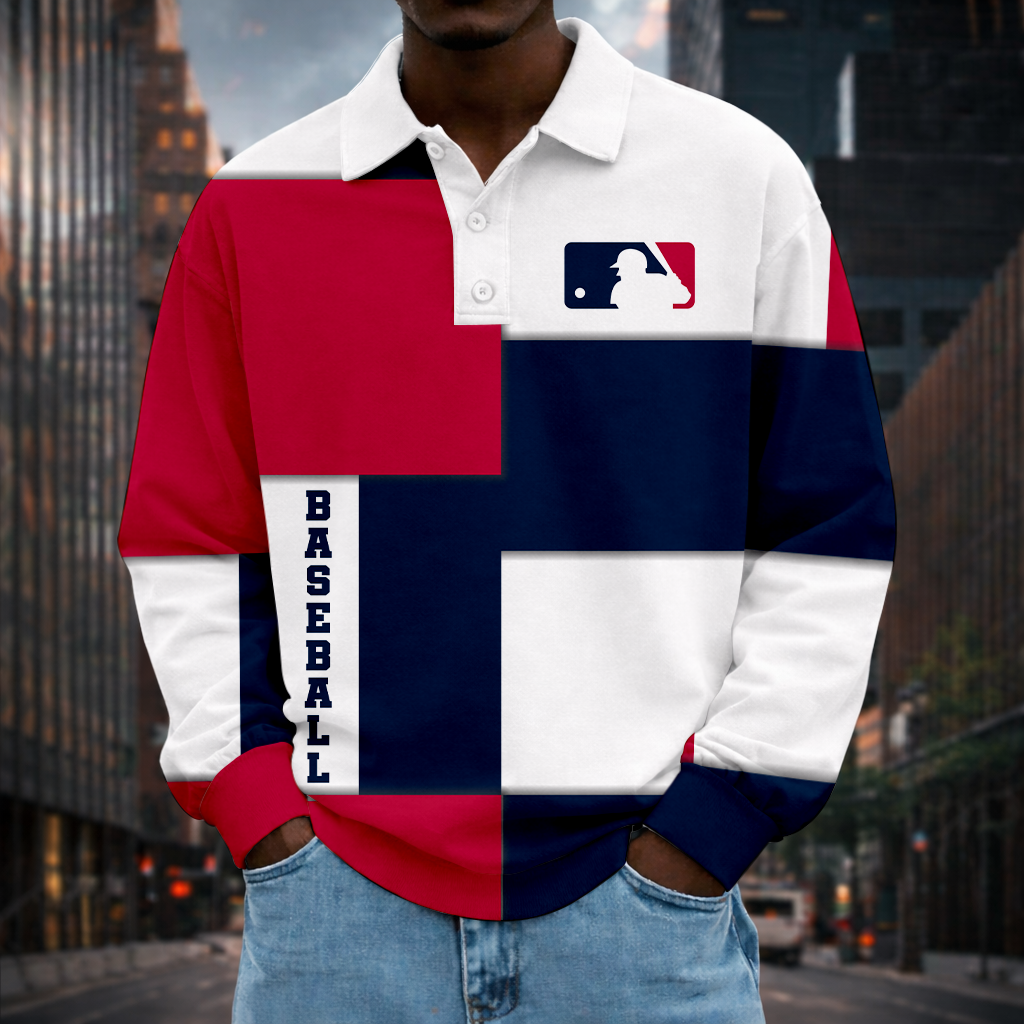 LIMITED EDITION - NEW CUSTOMIZED MLB31 MAJOR LEAGUE BASEBALL MEN LONG SLEEVE POLO
