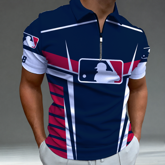 LIMITED EDITION - NEW CUSTOMIZED MLB31 MAJOR LEAGUE BASEBALL ZIP POLO SHIRT