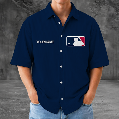 [FLASH SALE] NEW CUSTOMIZED MLB31 MAJOR LEAGUE BASEBALL SEERSUCKER BUTTON SHIRT