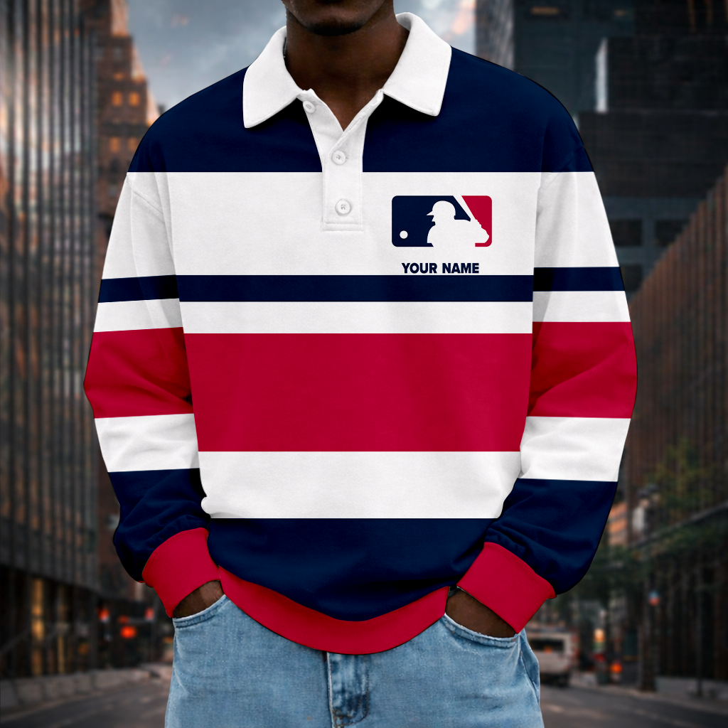 LIMITED EDITION - NEW CUSTOMIZED MLB31 MAJOR LEAGUE BASEBALL MEN LONG SLEEVE POLO