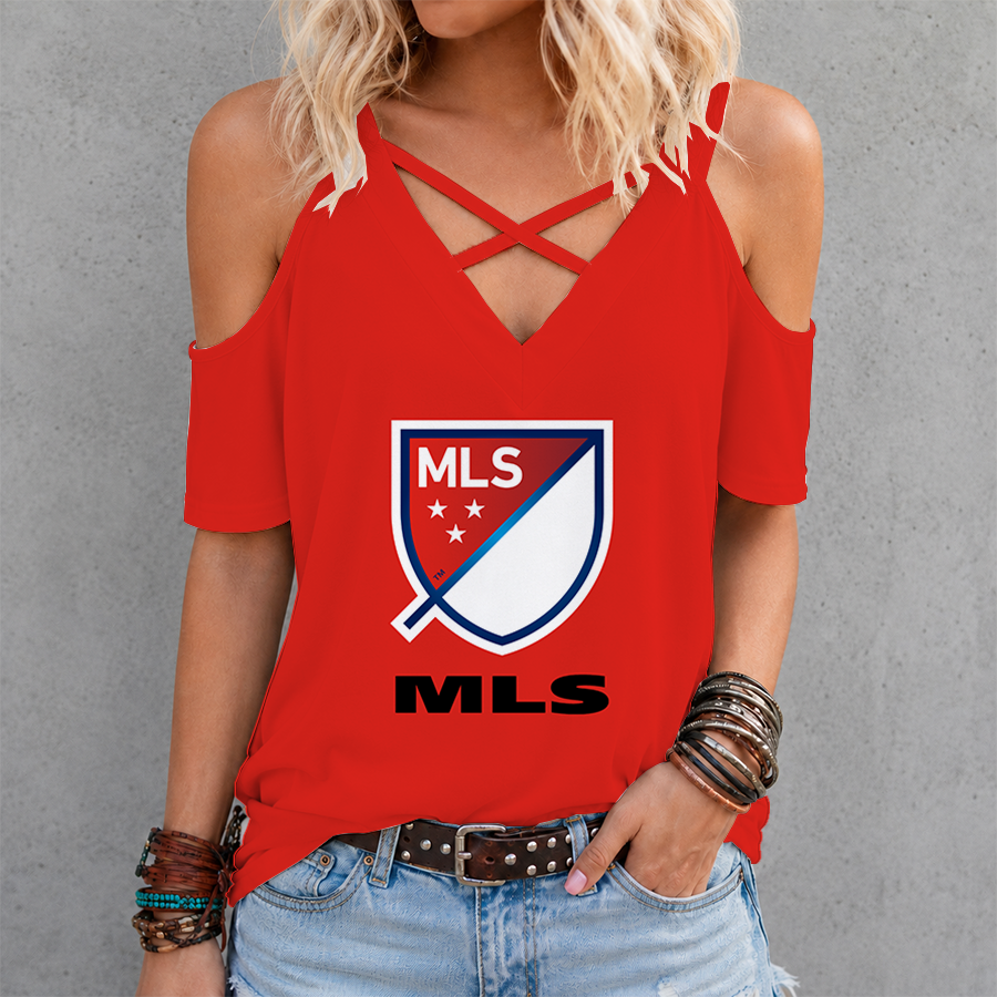 [FAN EXCLUSIVE] NEW CUSTOMIZED MLS31 MLS MAJOR LEAGUE SOCCER CRISS CROSS V-NECK TOP