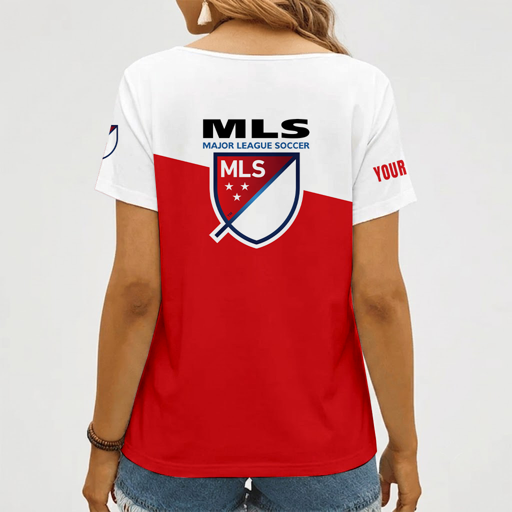 [FAN EXCLUSIVE] NEW CUSTOMIZED MLS31 MLS MAJOR LEAGUE SOCCER V-NECK FEMALE SHIRT