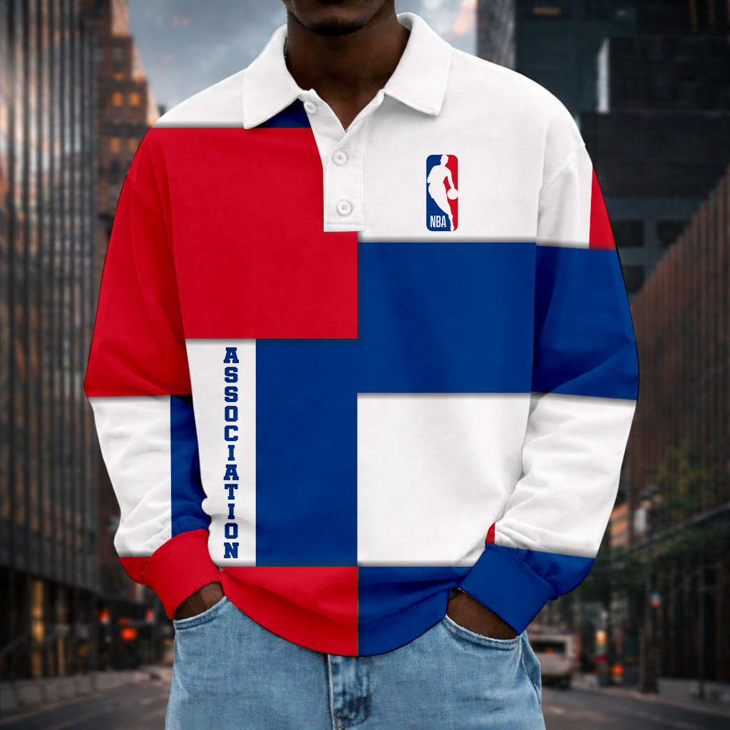 LIMITED EDITION - NEW CUSTOMIZED NBA31 NATIONAL BASKETBALL ASSOCIATION MEN LONG SLEEVE POLO