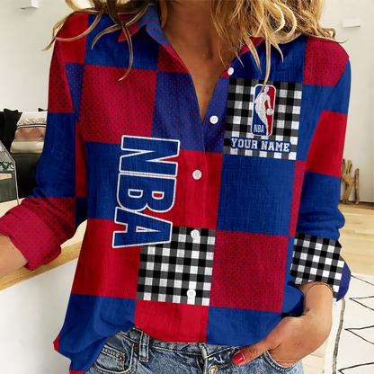 LIMITED EDITION - NEW CUSTOMIZED NBA30 NATIONAL BASKETBALL ASSOCIATION WOMEN CASUAL SHIRT FOR FAN