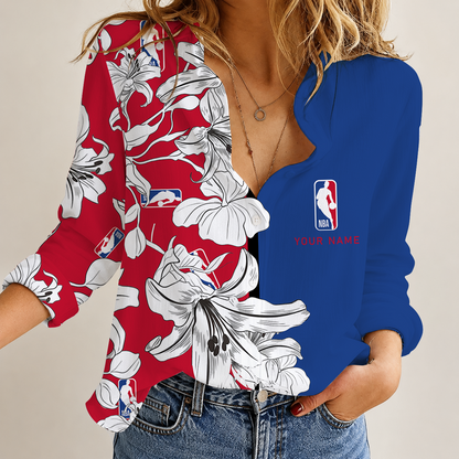 [HOT DEAL] NEW CUSTOMIZED NBA30 NATIONAL BASKETBALL ASSOCIATION WOMEN CASUAL SHIRT FOR FAN