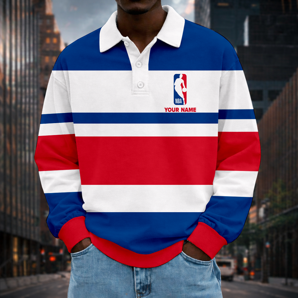 LIMITED EDITION - NEW CUSTOMIZED NBA31 NATIONAL BASKETBALL ASSOCIATION MEN LONG SLEEVE POLO