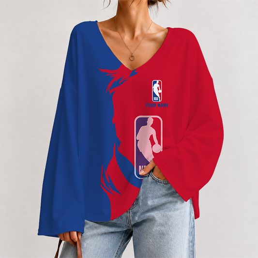 [HOT DEAL] NEW CUSTOMIZED NBA31 NATIONAL BASKETBALL ASSOCIATION V-NECK LONG SLEEVED CROP TOP