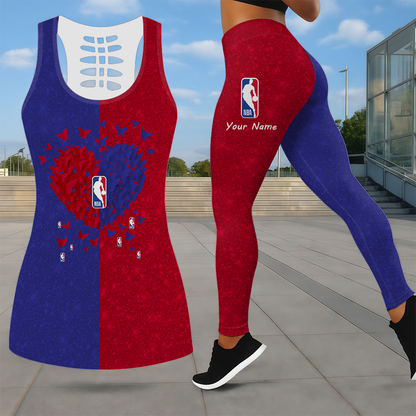 LIMITED EDITION - NEW CUSTOMIZED NBA31 NATIONAL BASKETBALL ASSOCIATION LEGGINGS & HOLLOW TANK TOP SET