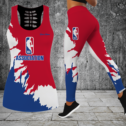 [HOT DEAL] NEW CUSTOMIZED NBA31 NATIONAL BASKETBALL ASSOCIATION HOLLOW TANK TOP & LEGGINGS SET