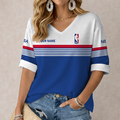 LIMITED EDITION - NEW CUSTOMIZED NBA31 NATIONAL BASKETBALL ASSOCIATION WOMEN'S HEART V-NECK LONG SLEEVE SHIRT