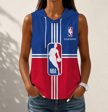 LIMITED EDITION - NEW CUSTOMIZED NBA31 NBA NATIONAL BASKETBALL ASSOCIATION WOMEN'S SLEEVELESS HOODED POCKET TANK TOP