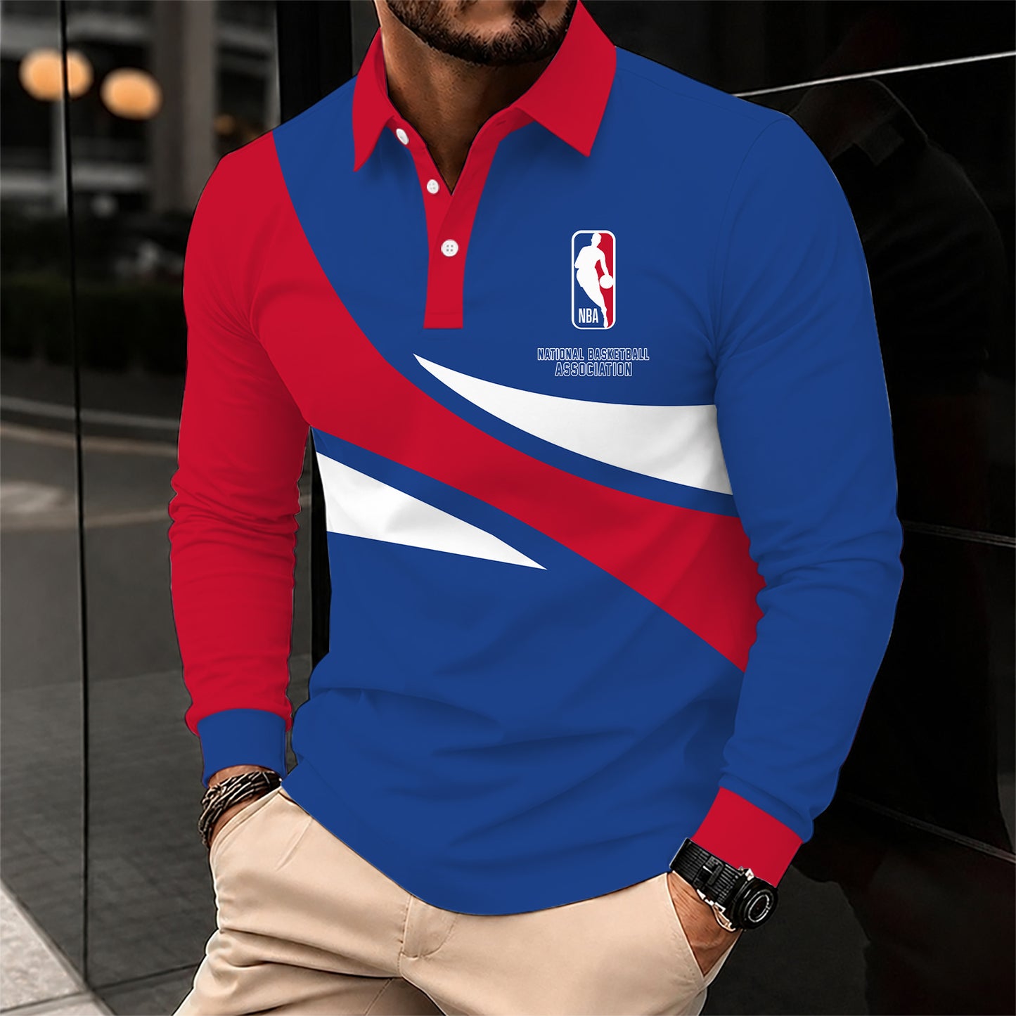 [HOT DEAL] NEW CUSTOMIZED NBA31 NATIONAL BASKETBALL ASSOCIATION MEN LONG SLEEVE POLO