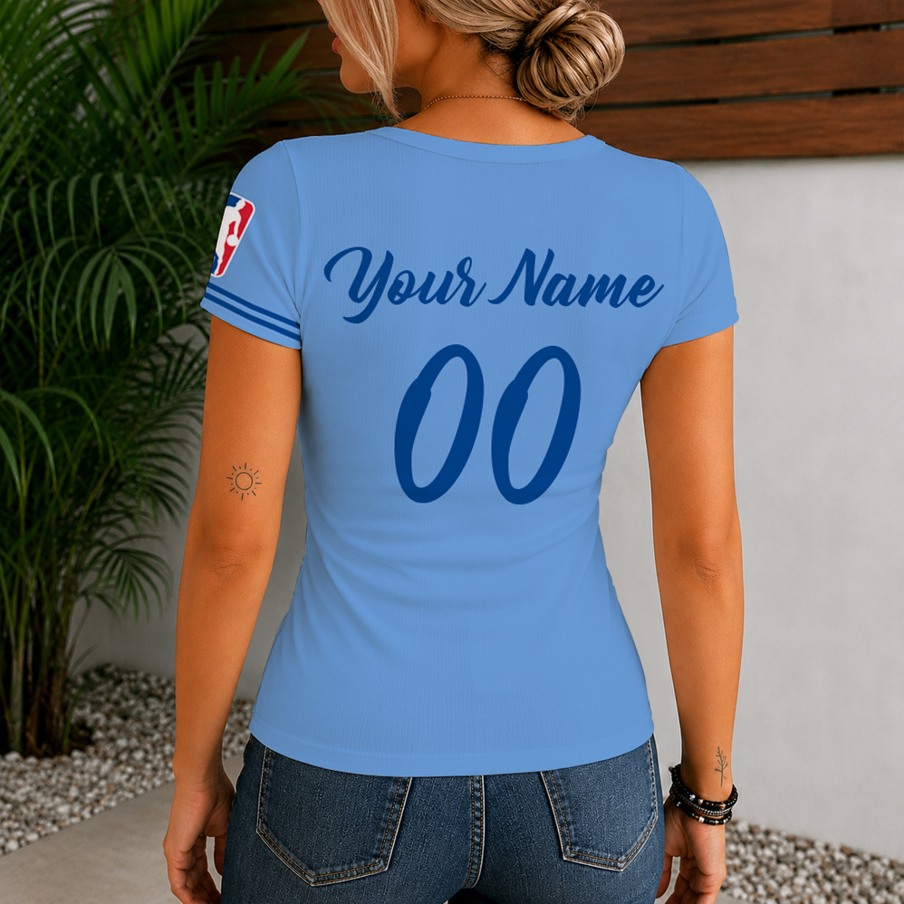 [HOT DEAL] NEW CUSTOMIZED NBA31 NATIONAL BASKETBALL ASSOCIATION  WOMEN'S SHORT SLEEVE HENLEY T-SHIRT