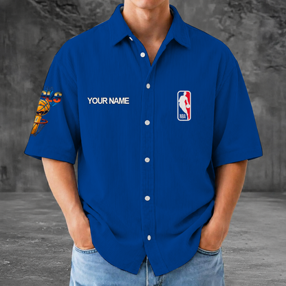 [HOT DEAL] NEW CUSTOMIZED NBA31 NATIONAL BASKETBALL ASSOCIATION SEERSUCKER BUTTON SHIRT