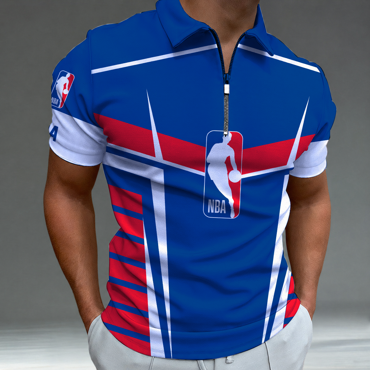 [HOT DEAL] NEW CUSTOMIZED NBA31 NATIONAL BASKETBALL ASSOCIATION ZIP POLO SHIRT