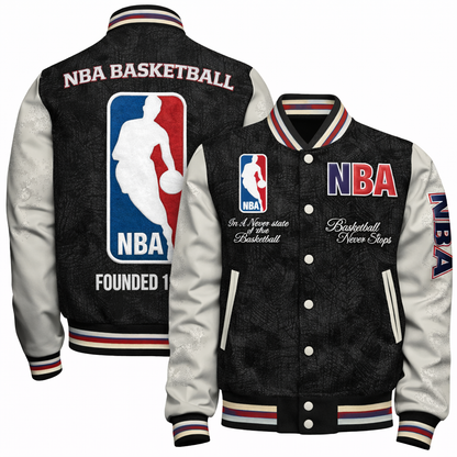 LIMITED EDITION - NEW CUSTOMIZED NBA31 NATIONAL BASKETBALL ASSOCIATION BASEBALL JACKET, SATIN VARSITY JACKET