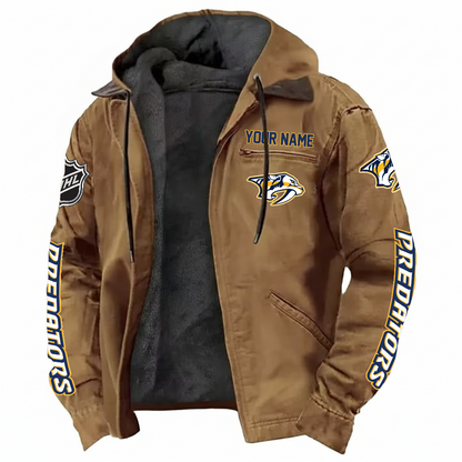 LIMITED EDITION - NEW CUSTOMIZED NHL31 NVP NASHVILLE PREDATORS HOODED CARDIGAN JACKET