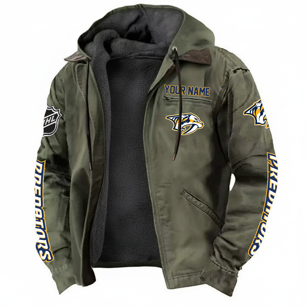 LIMITED EDITION - NEW CUSTOMIZED NHL31 NVP NASHVILLE PREDATORS HOODED CARDIGAN JACKET