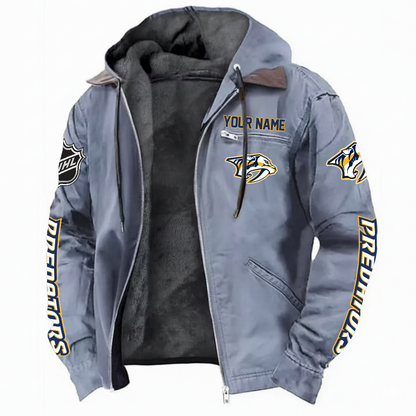 LIMITED EDITION - NEW CUSTOMIZED NHL31 NVP NASHVILLE PREDATORS HOODED CARDIGAN JACKET