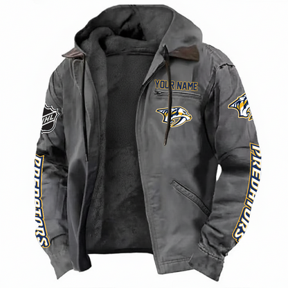 LIMITED EDITION - NEW CUSTOMIZED NHL31 NVP NASHVILLE PREDATORS HOODED CARDIGAN JACKET