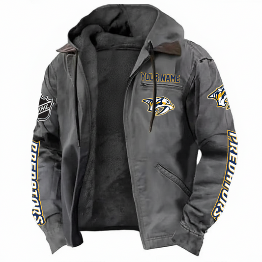 LIMITED EDITION - NEW CUSTOMIZED NHL31 NVP NASHVILLE PREDATORS HOODED CARDIGAN JACKET
