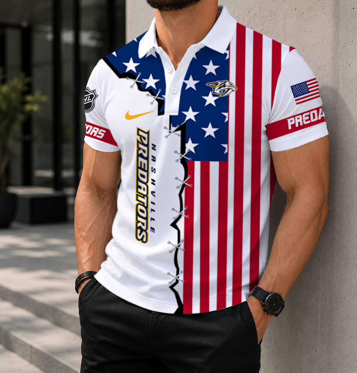 LIMITED EDITION - NEW CUSTOMIZED NHL31 NVP NASHVILLE PREDATORS POLO SHIRT, ZIP POLO SHIRT & T-SHIRTS