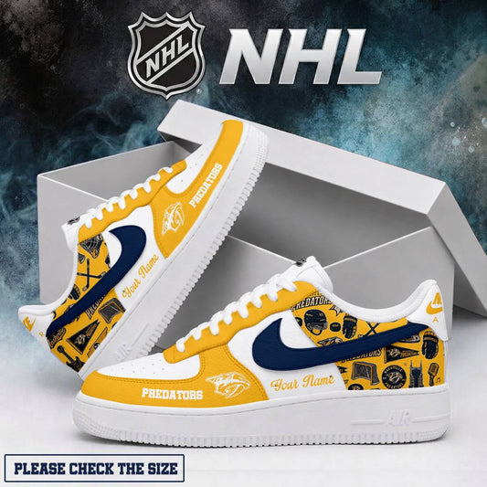 LIMITED EDITION - NEW CUSTOMIZED NHL31 NVP NASHVILLE PREDATORS AF1 SHOES