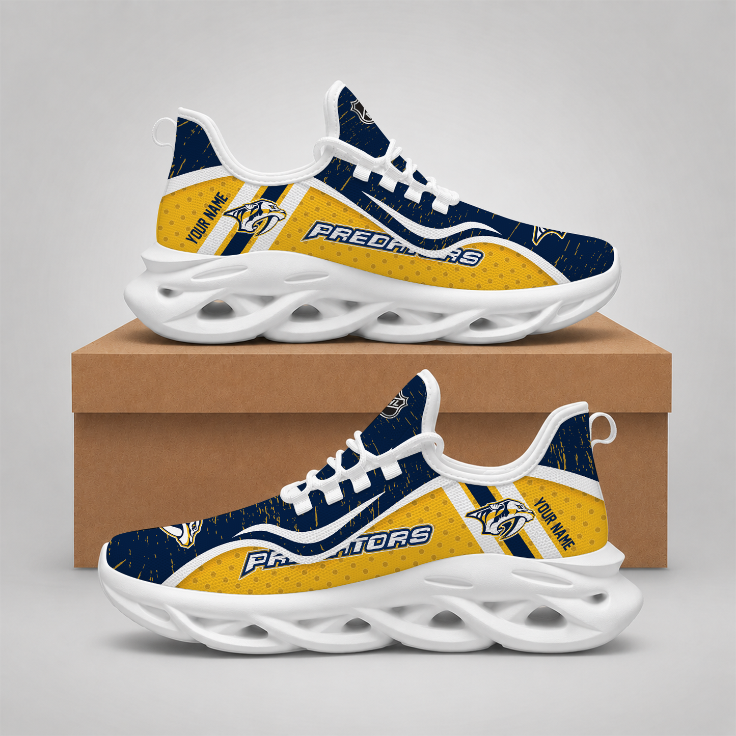 VIRAL EDITION - NEW CUSTOMIZED NHL31 NVP NASHVILLE PREDATORS CLUNKY SNEAKERS