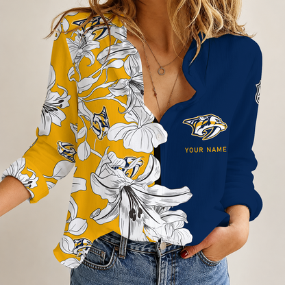 [SUPER SALE] NEW CUSTOMIZED NHL31 NVP NASHVILLE PREDATORS WOMEN CASUAL SHIRT