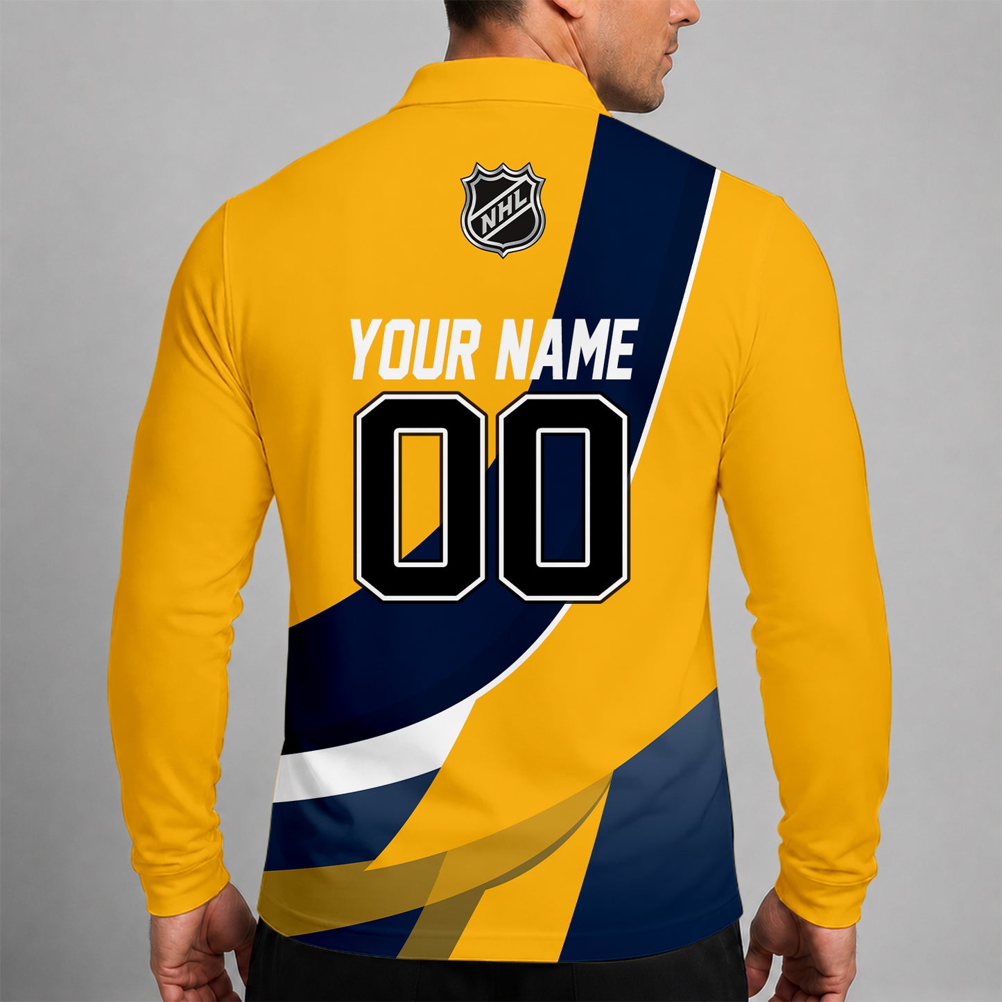 [SUPER SALE] NEW CUSTOMIZED NHL31 NVP NASHVILLE PREDATORS MEN LONG SLEEVE POLO