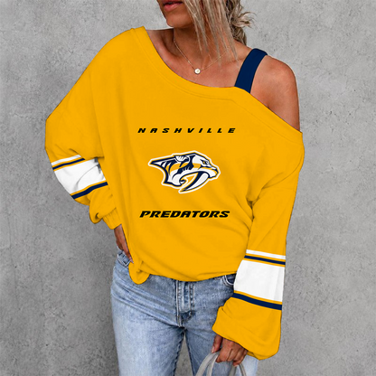 [SUPER SALE] NEW CUSTOMIZED NHL31 NVP NASHVILLE PREDATORS DROP SHOULDER SWEATSHIRT