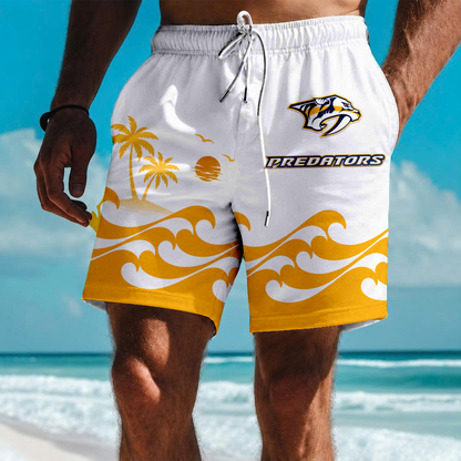 LIMITED EDITION - NEW CUSTOMIZED NHL31 NVP NASHVILLE PREDATORS SHORT PANTS