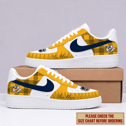 LIMITED EDITION - NEW CUSTOMIZED NHL31 NVP NASHVILLE PREDATORS AF1 SHOES