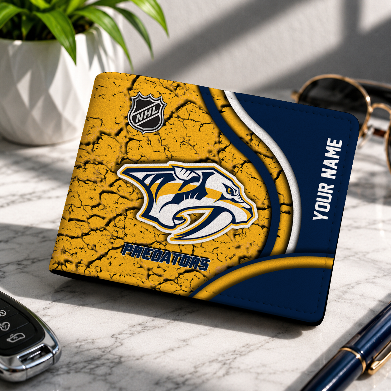 FINAL CLEARANCE - NEW CUSTOMIZED NHL31 NVP NASHVILLE PREDATORS LEATHER WALLET