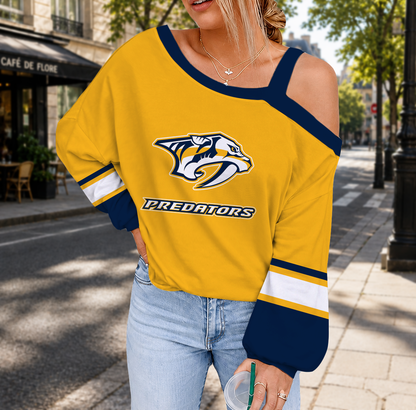 EXCLUSIVE EDITION - NEW CUSTOMIZED NHL31 NVP NASHVILLE PREDATORS DROP SHOULDER SWEATSHIRT