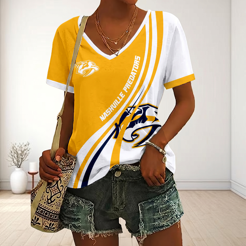 LIMITED EDITION - NEW CUSTOMIZED NHL31 NVP NASHVILLE PREDATORS V-NECK FEMALE SHIRT