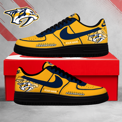 LIMITED EDITION - NEW CUSTOMIZED NHL31 NVP NASHVILLE PREDATORS AF1 SHOES