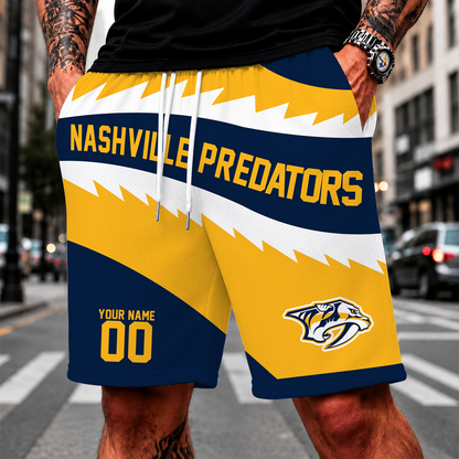 [SUPER SALE] NEW CUSTOMIZED NHL31 NVP NASHVILLE PREDATORS SHORT PANTS