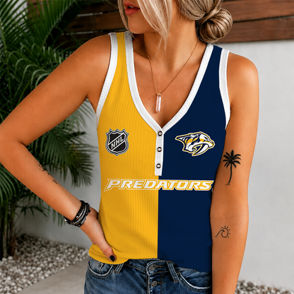 [SUPER SALE] NEW CUSTOMIZED NHL31 NVP NASHVILLE PREDATORS WOMEN'S V-NECK TANK TOP