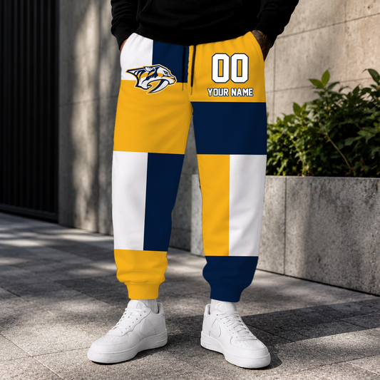 LIMITED EDITION - NEW CUSTOMIZED NHL31 NVP NASHVILLE PREDATORS SWEATPANTS