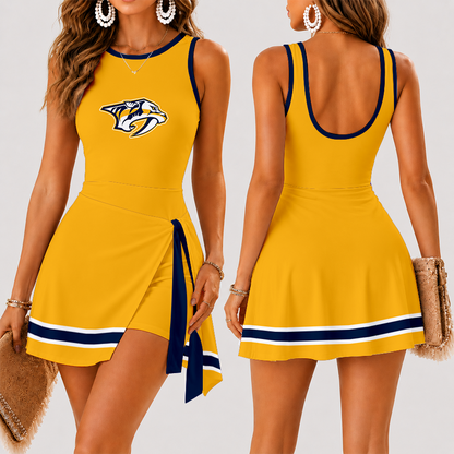 [SUPER SALE] NEW CUSTOMIZED NHL31 NVP NASHVILLE PREDATORS WOMEN'S SUMMER SKORT DRESS
