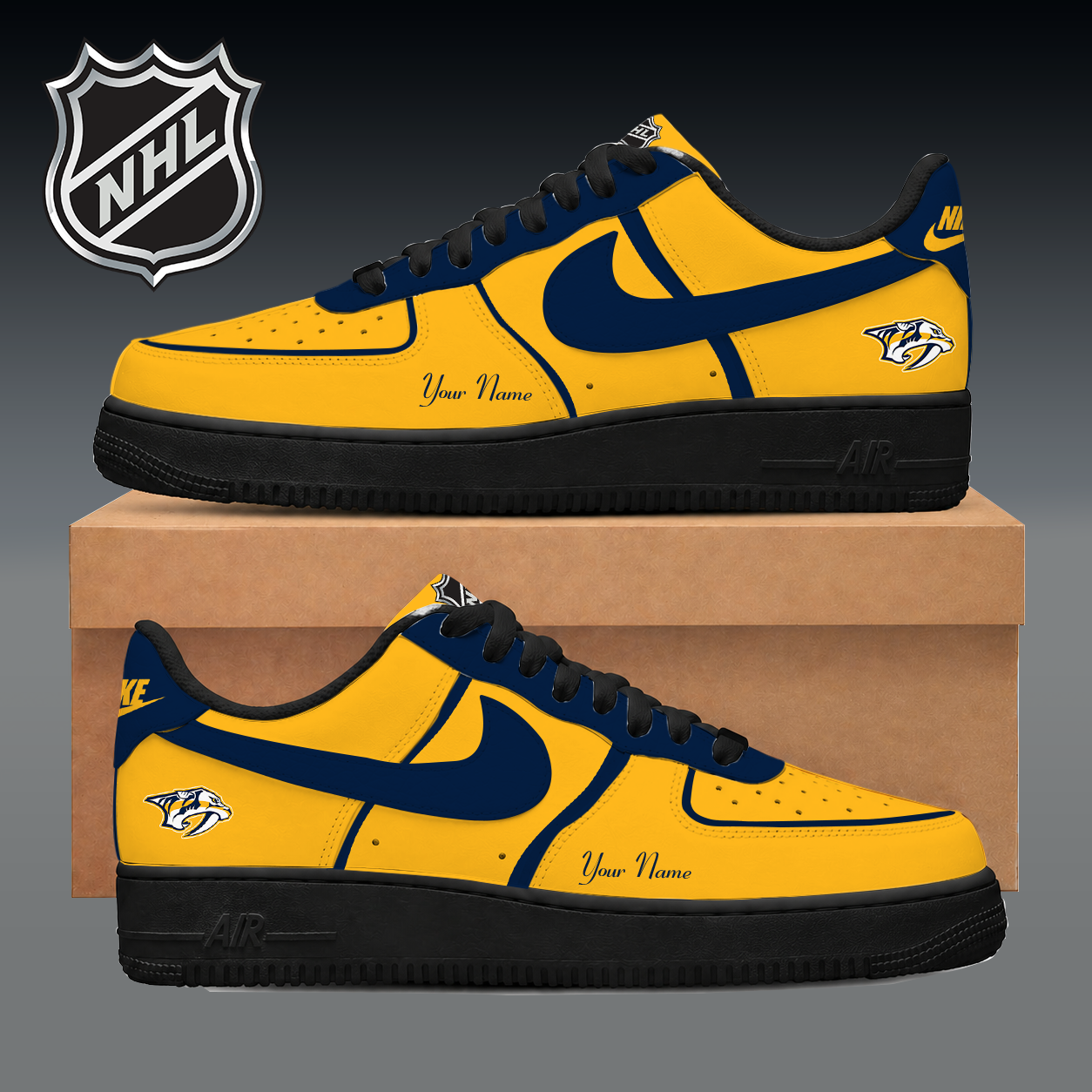 LIMITED EDITION - NEW CUSTOMIZED NHL31 NVP NASHVILLE PREDATORS AF1 SNEAKER