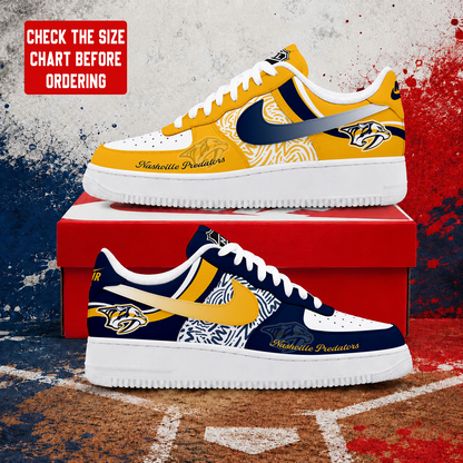 LIMITED EDITION - NEW CUSTOMIZED NHL31 NVP NASHVILLE PREDATORS AF1 SHOES