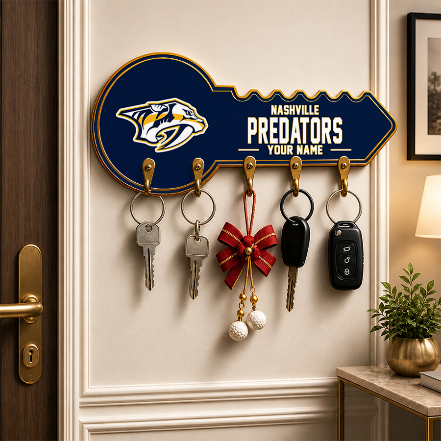 [SUPER SALE] NEW CUSTOMIZED NHL31 NVP NASHVILLE PREDATORS WALL KEY HOLDER FOR HOME