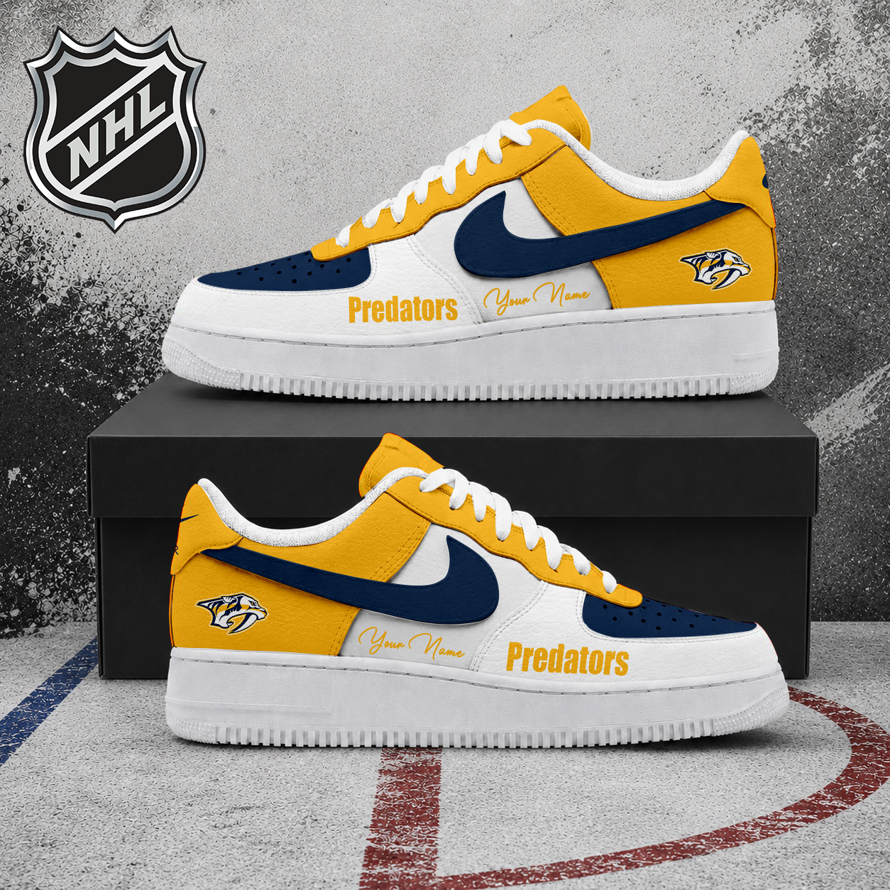FINAL CLEARANCE - NEW CUSTOMIZED NHL31 NVP NASHVILLE PREDATORS AF1 SHOES